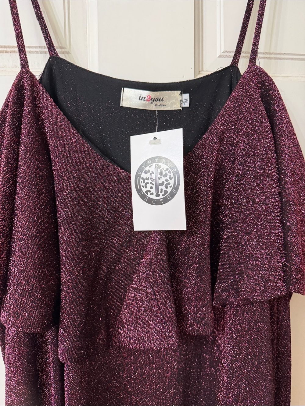 Sparkling Plum Off-Shoulder Ruffle Bodysuit - Picture 4 of 4